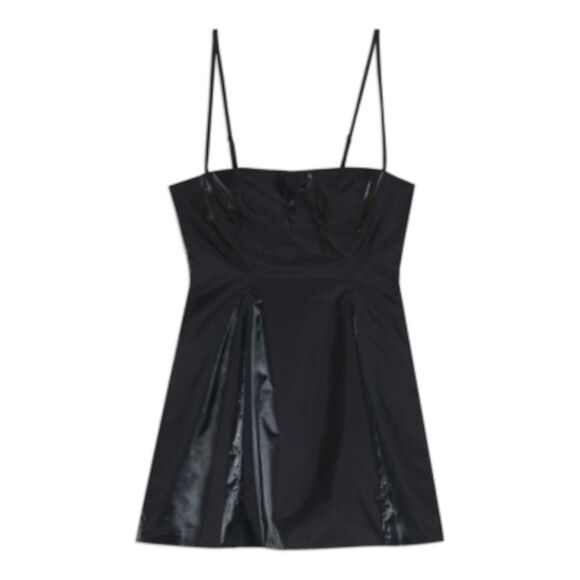 DANIELLE BERNSTEIN Womens Black Shiny Spaghetti Strap Fit + Flare Dress 14 DANIELLE BERNSTEIN Womens Black Shiny Spaghetti Strap Fit + Flare Dress 14